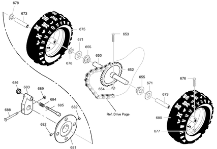 Wheels Diagram and Parts List for 629110X16B 2004 Briggs and Stratton Snow Blower
